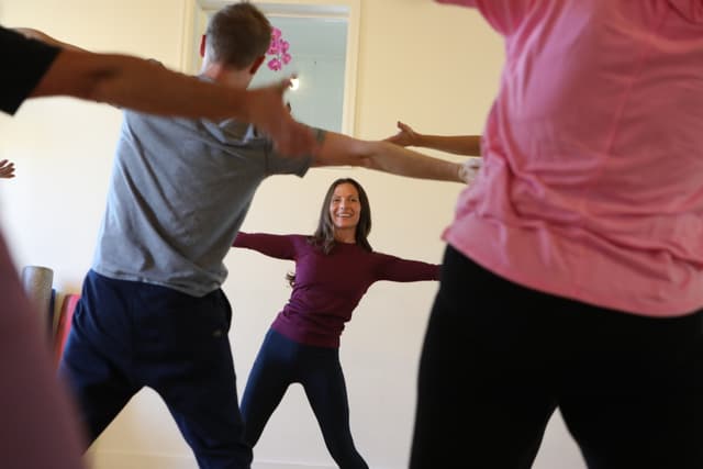 Nikki Costello teaching a somatic fascia regulation class to healthcare providers