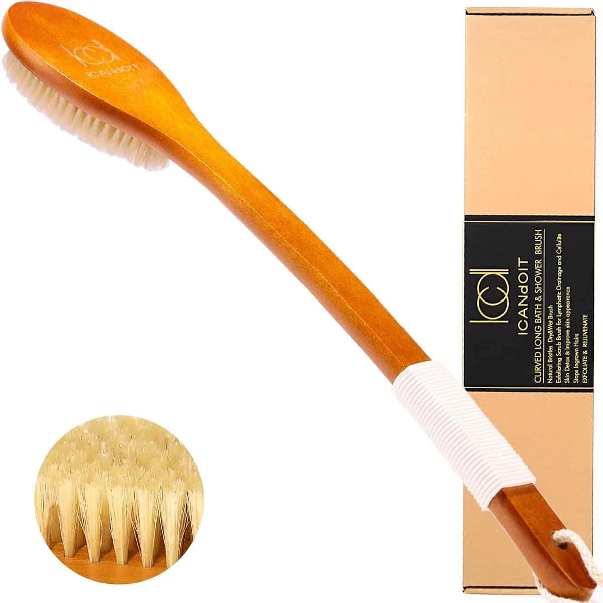 Dry body brush for lymphatic drainage and circulation support