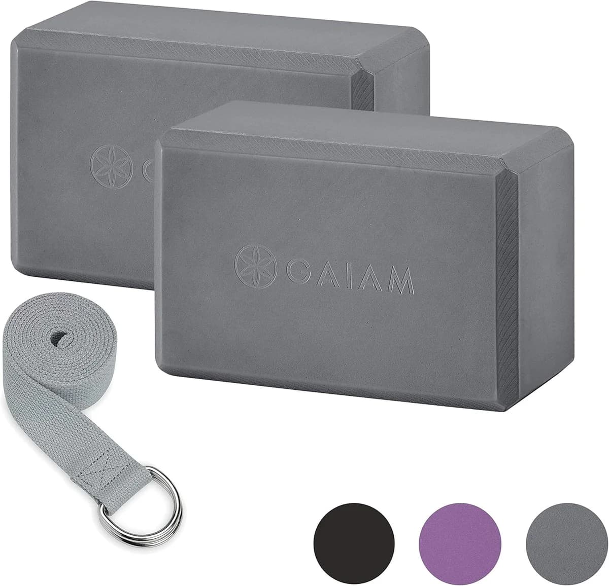 Yoga blocks and stretching strap set for supported poses